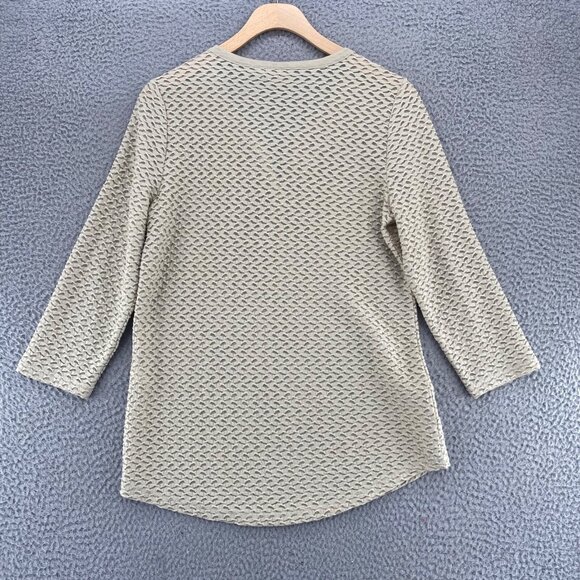Chicos Top Womens 0 US Small Beige Textured Knit 3/4 Sleeves Pullover Stretch - Picture 3 of 10